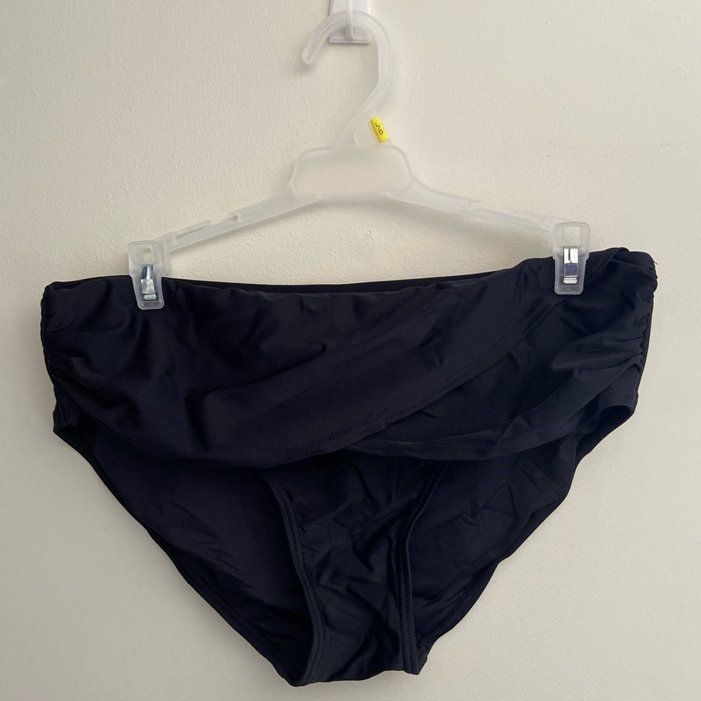 Multi layer front panel swim bottoms black
